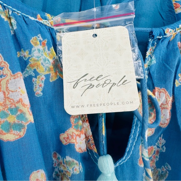 NEW Free People Carmella Mini Dress Blue Floral River Combo Boho Size XS - Picture 13 of 15